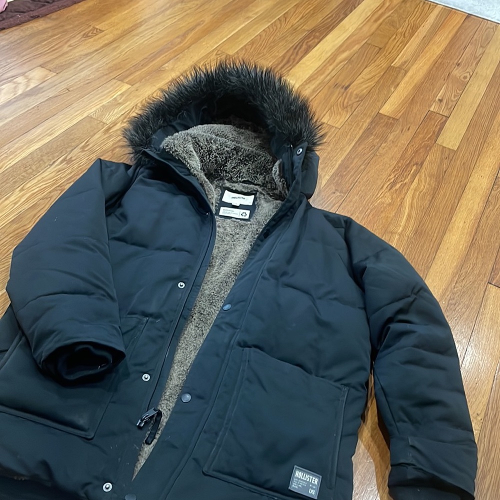 Hollister ブラック ジャケット XS Hollister Black All Weather Fleece Lined Waterproof Coat